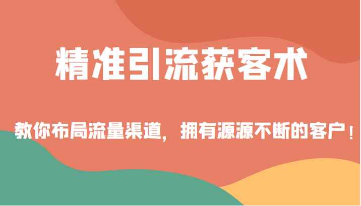 精准引流获客术，教你布局流量渠道，拥有源源不断的客户！
