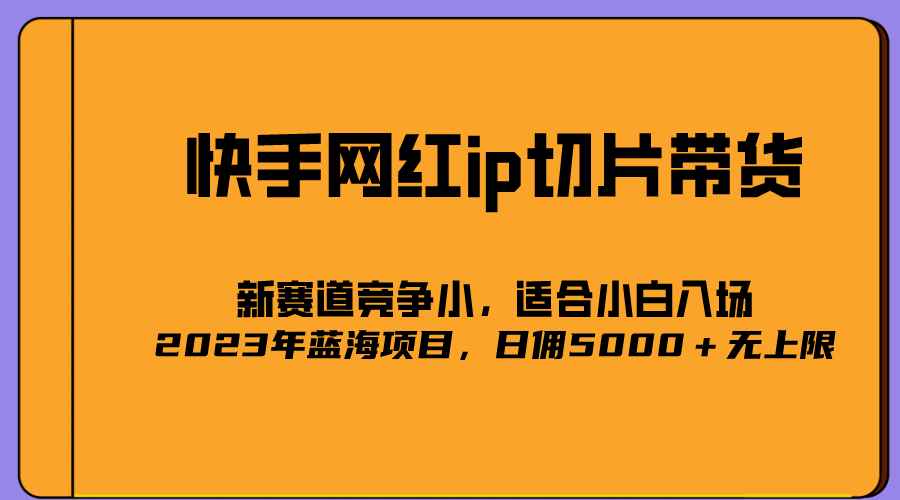 最新快手网红IP切片带货蓝海项目,新赛道竞争小,号称日佣5000+无上限，二驴的独家授权