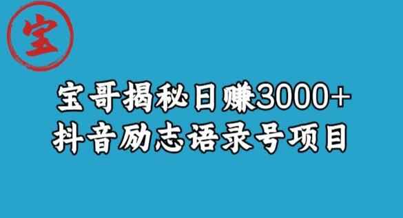 揭秘日赚3000+抖音励志语录号短视频变现项目