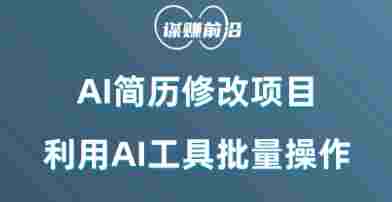 AI简历修改项目，利用AI工具批量化操作，小白轻松日200+